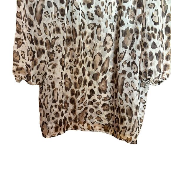 Chicos Top Womens XL Multicolor Animal Print Sheer Blouse Ladies - Picture 5 of 6